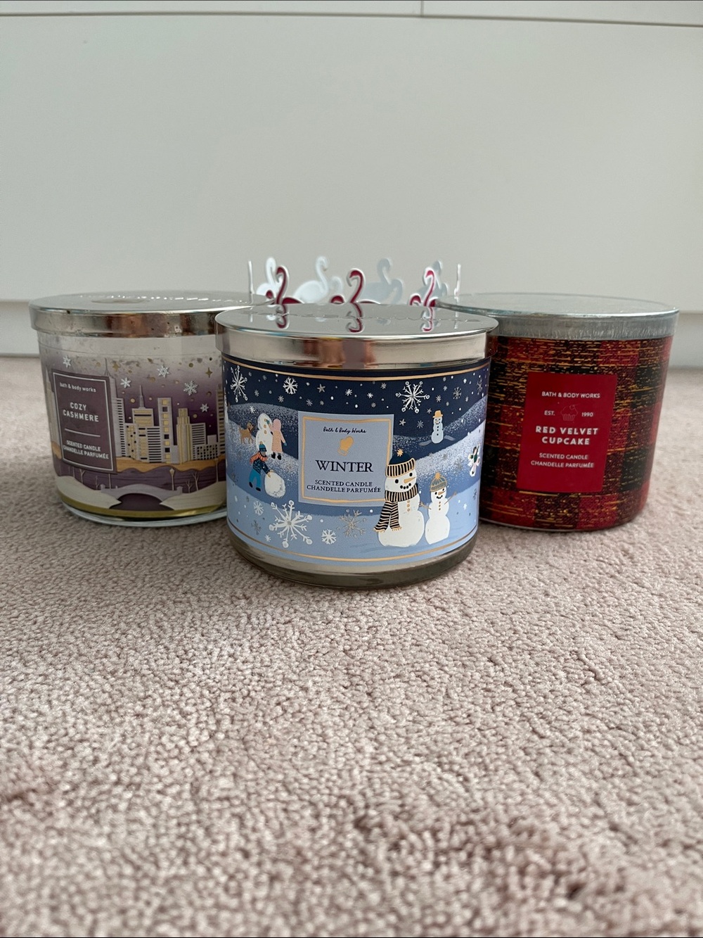 Bath & Body Works Blue Winter Snowman 3-Wick Candle & Others